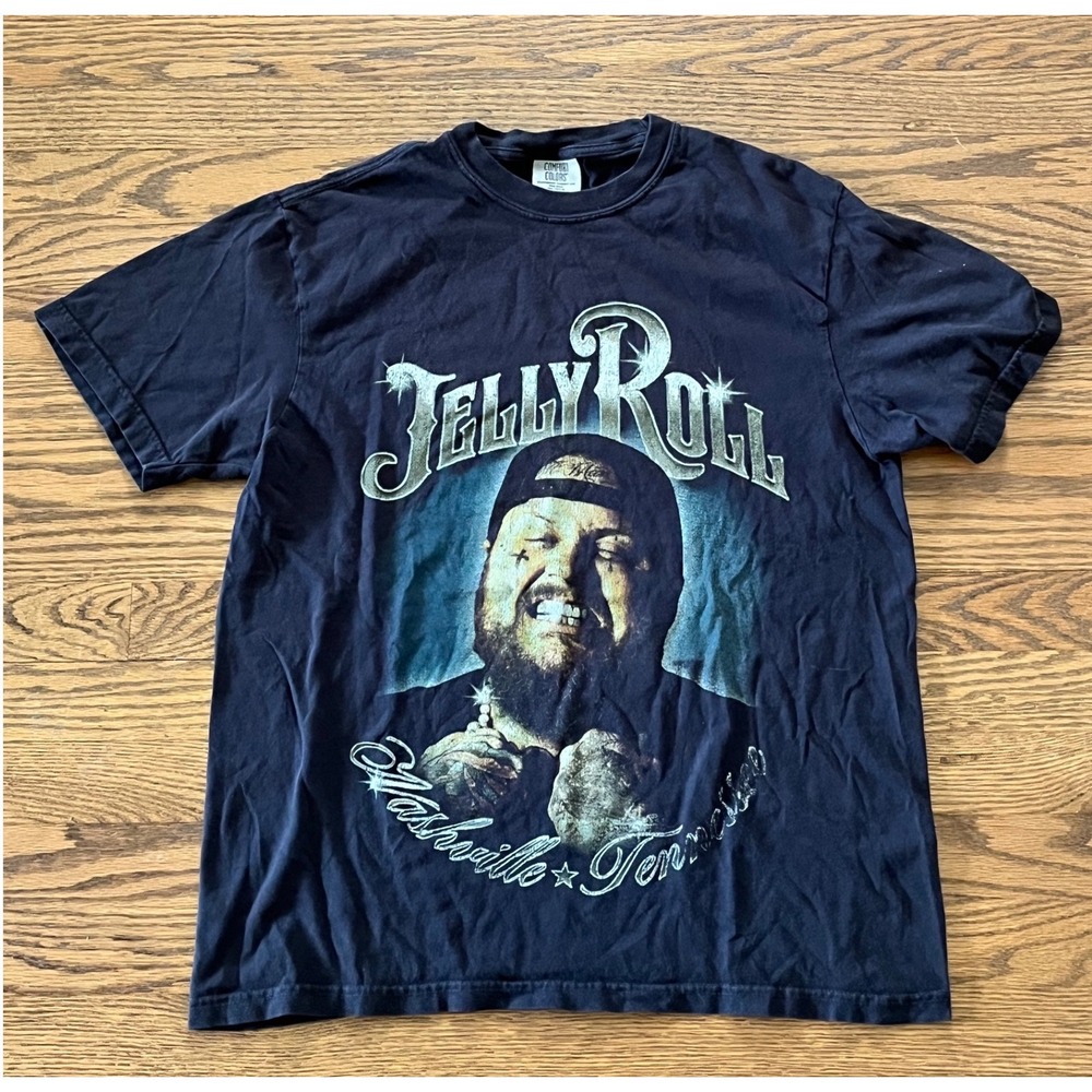 Jelly Roll Beautifully Broken Tour 2024 T-Shirt Comfort Colors Black Mens Medium